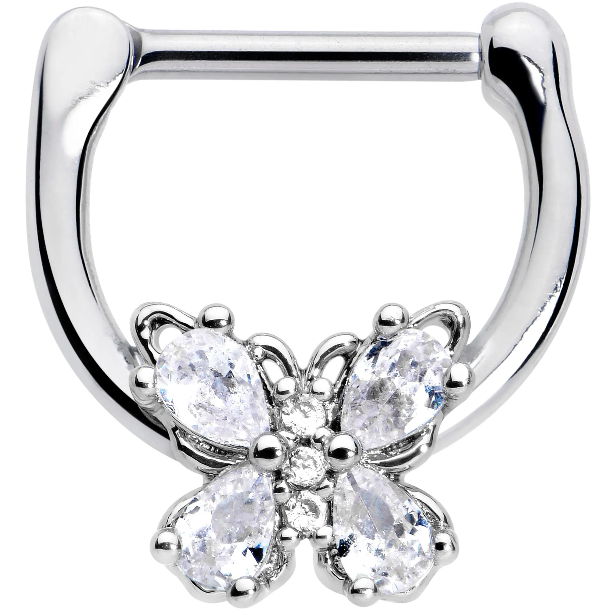 16 Gauge 5/16 Clear Gem Baroque Beauty Butterfly Cartilage Clicker