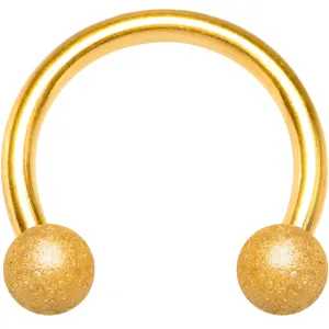 16 Gauge 5/16 Gold Color PVD Textured Horseshoe Circular Barbell