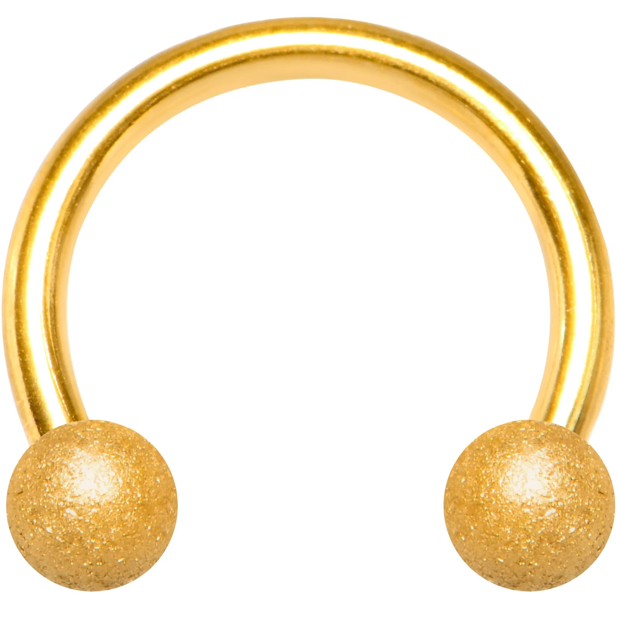 16 Gauge 5/16 Gold Color PVD Textured Horseshoe Circular Barbell