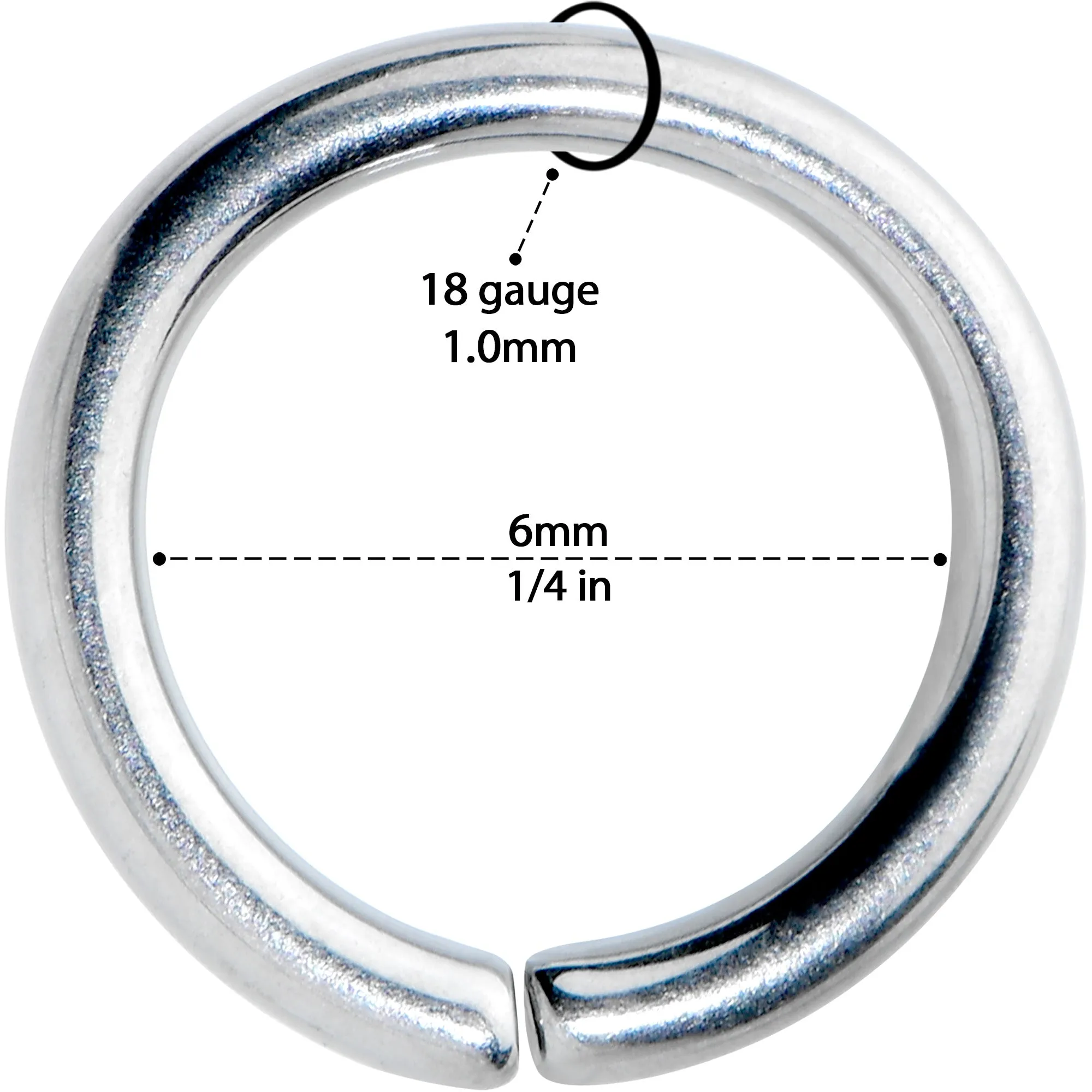 18 Gauge 1/4 Grade 23 Titanium Bendable Hoop Ring