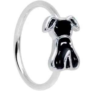 18 Gauge 3/8 Black Sitting Dog Nose Hoop