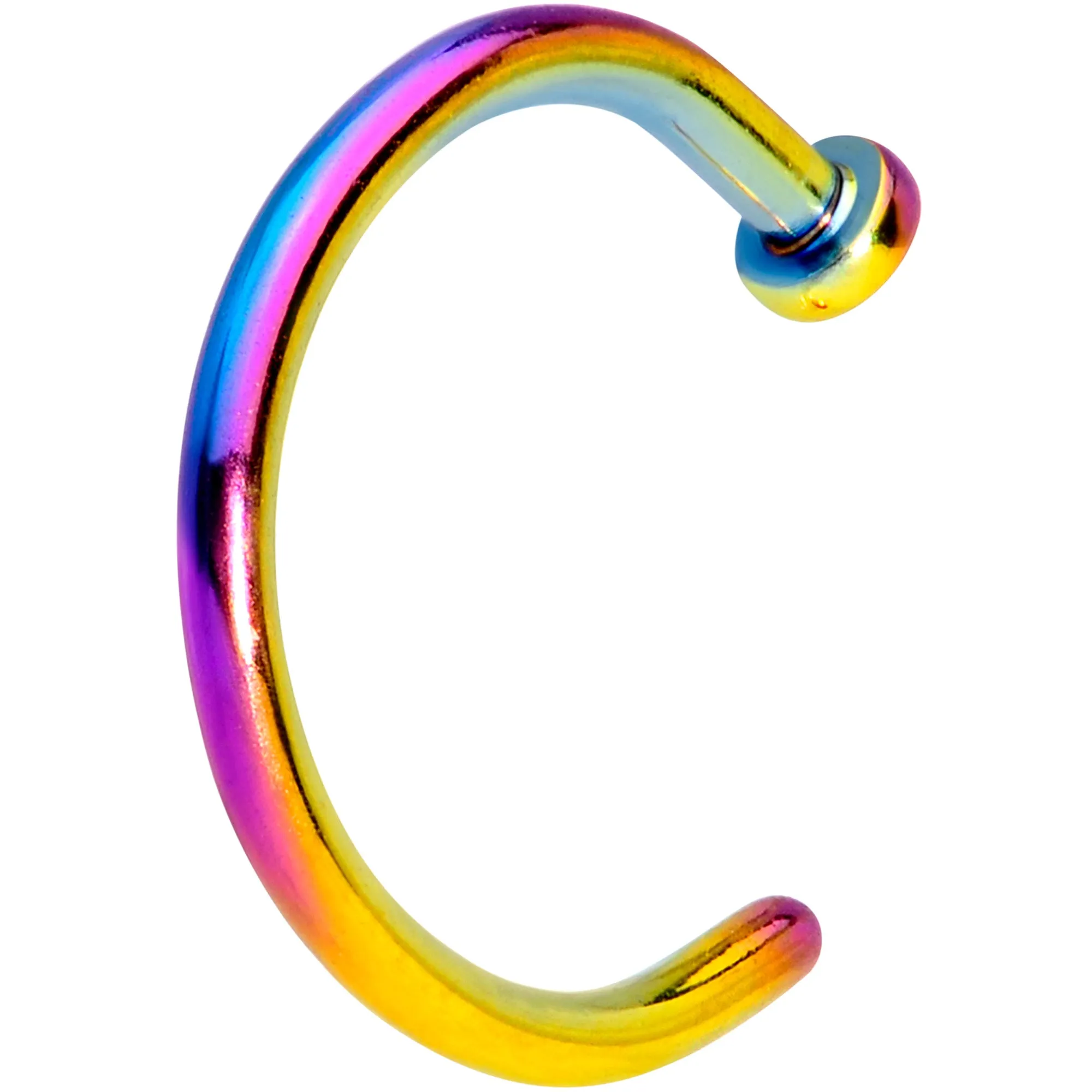 18 Gauge 5/16 Rainbow PVD Implant Grade Titanium Disc Nose Hoop