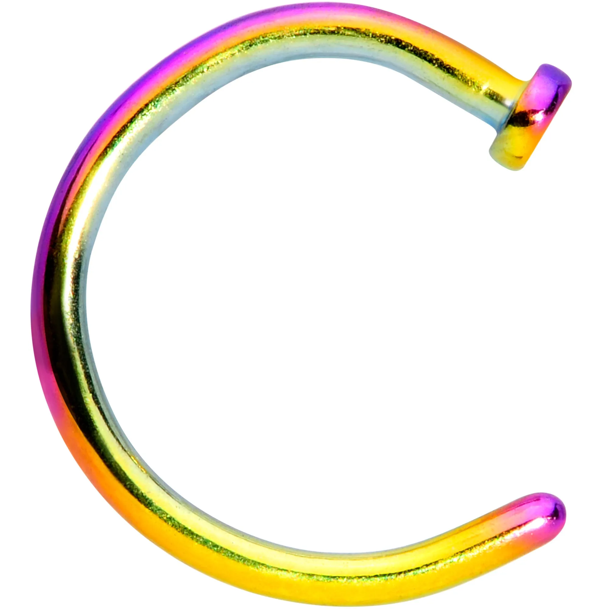 18 Gauge 5/16 Rainbow PVD Implant Grade Titanium Disc Nose Hoop