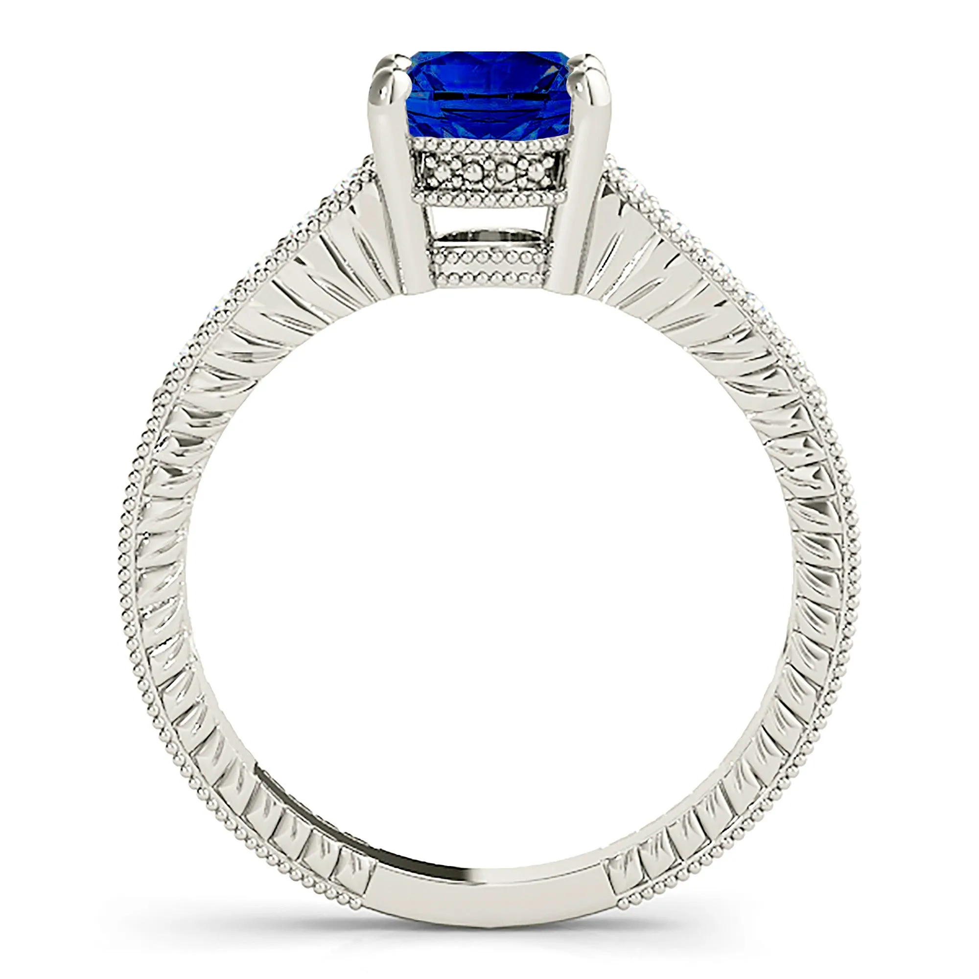 1.80 ct. Genuine Blue Sapphire Milgrain Vintage Ring
