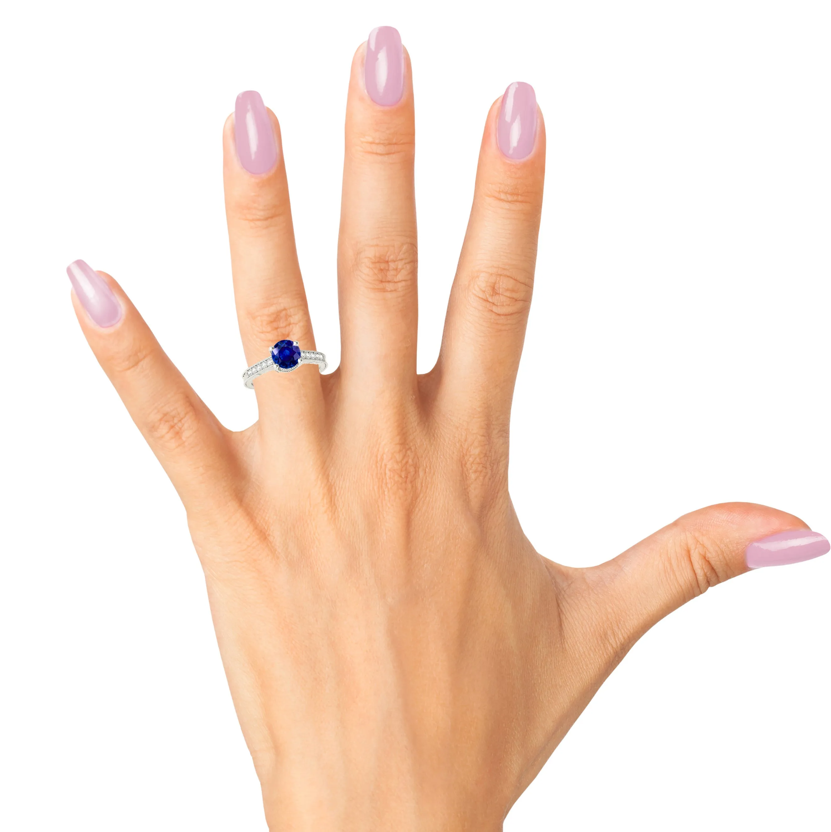 1.80 ct. Genuine Blue Sapphire Milgrain Vintage Ring