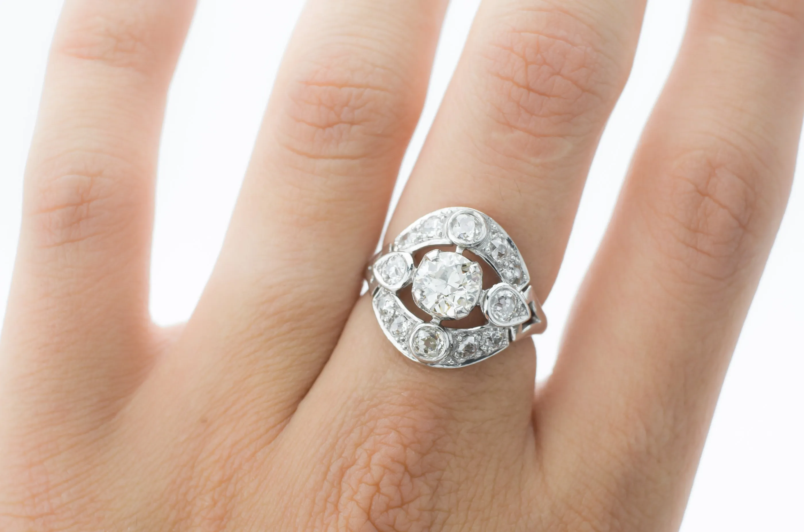 1.83CTW OLD EUROPEAN CUT DIAMOND RING IN PLATINUM