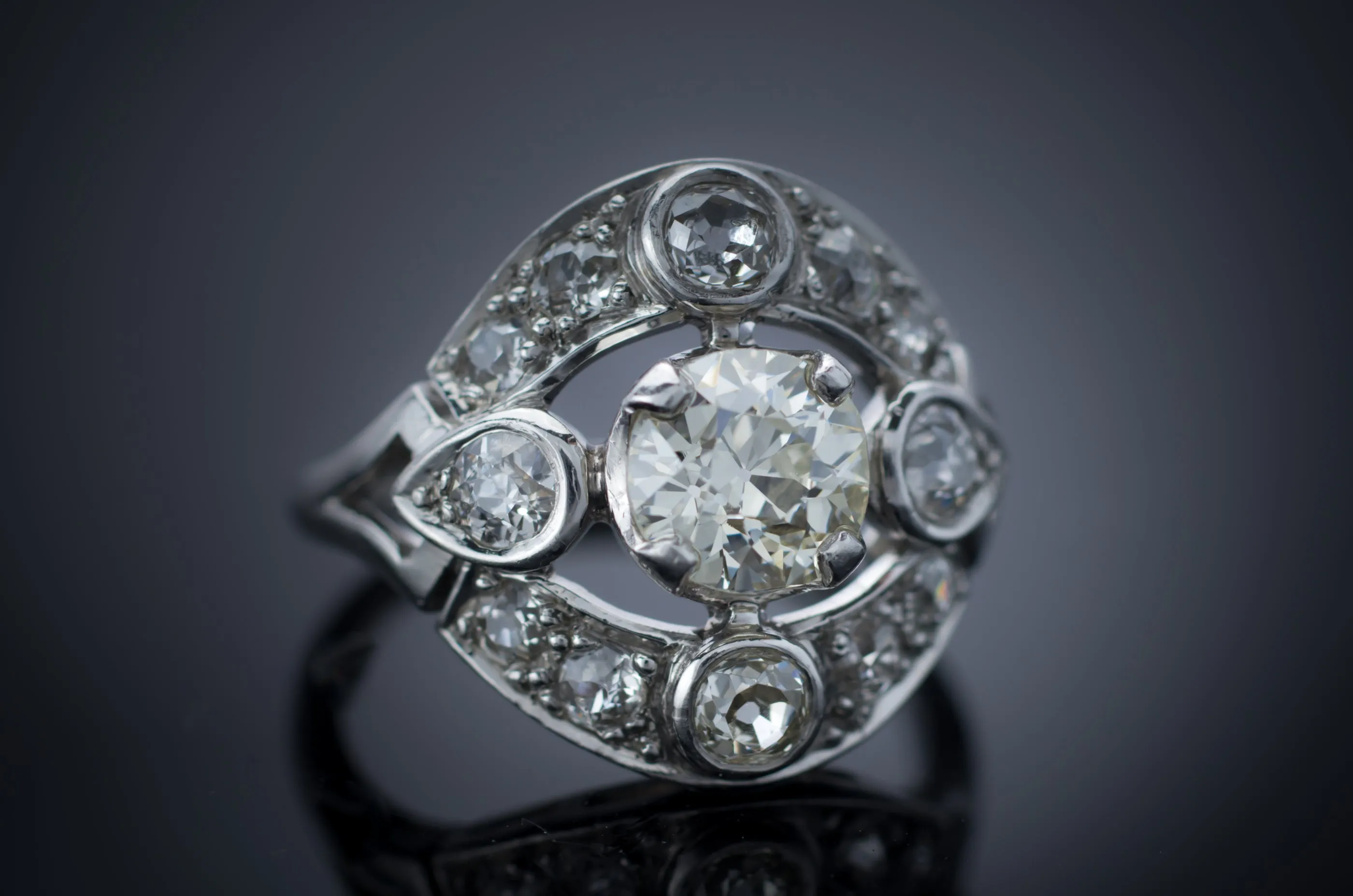 1.83CTW OLD EUROPEAN CUT DIAMOND RING IN PLATINUM
