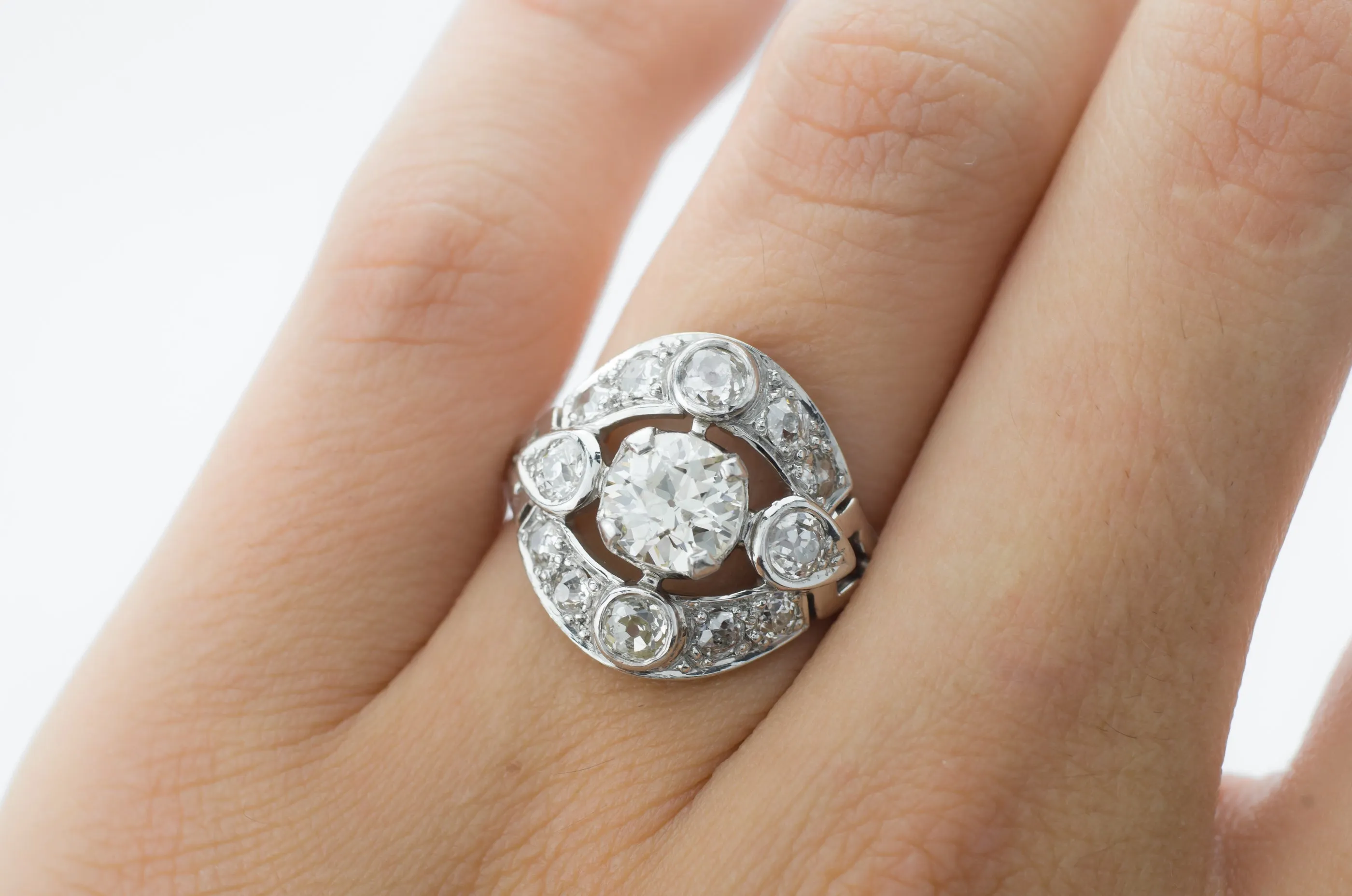 1.83CTW OLD EUROPEAN CUT DIAMOND RING IN PLATINUM