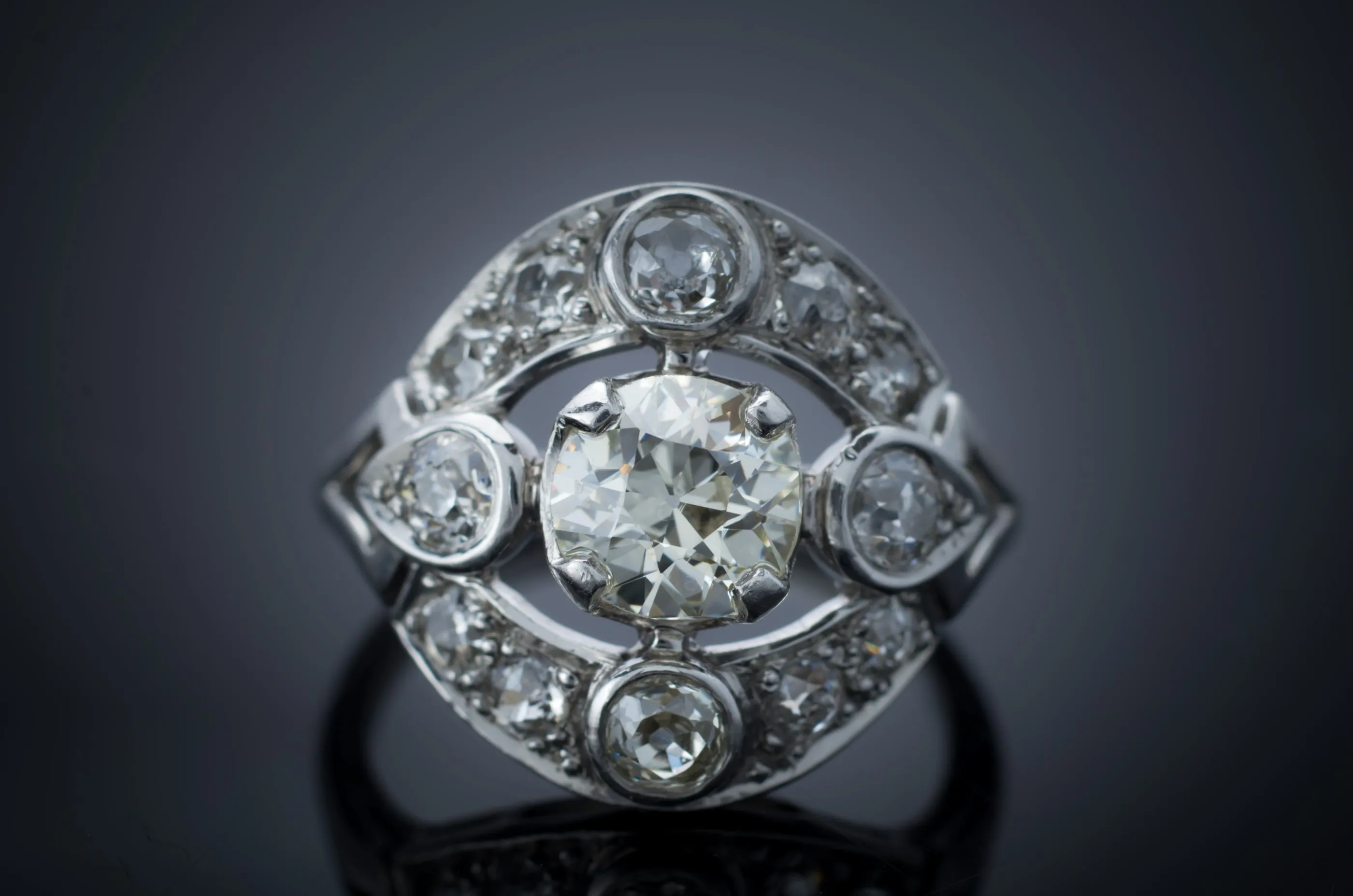 1.83CTW OLD EUROPEAN CUT DIAMOND RING IN PLATINUM