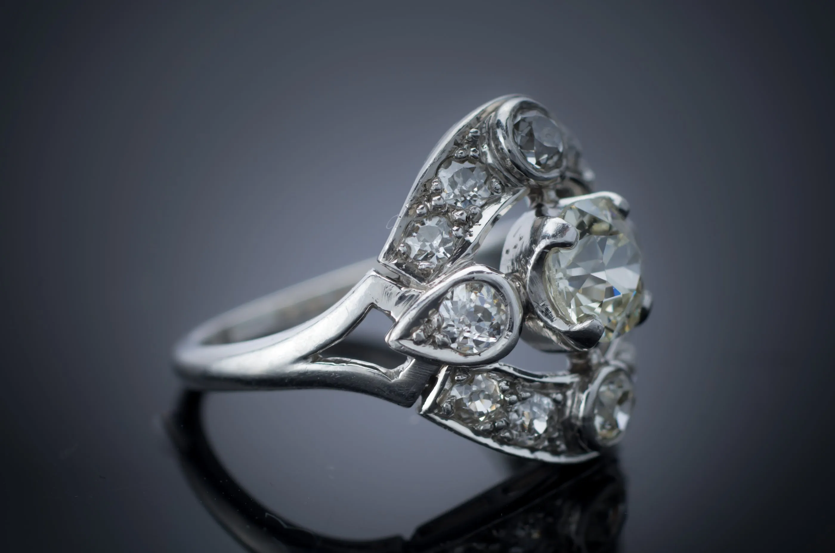 1.83CTW OLD EUROPEAN CUT DIAMOND RING IN PLATINUM