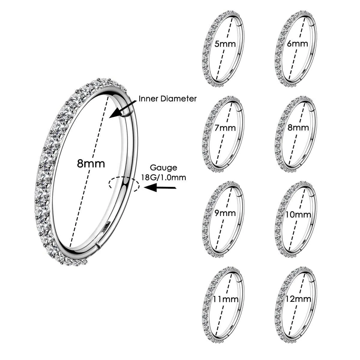 18G Nose Hoop CZ Stainless Steel Nose Ring