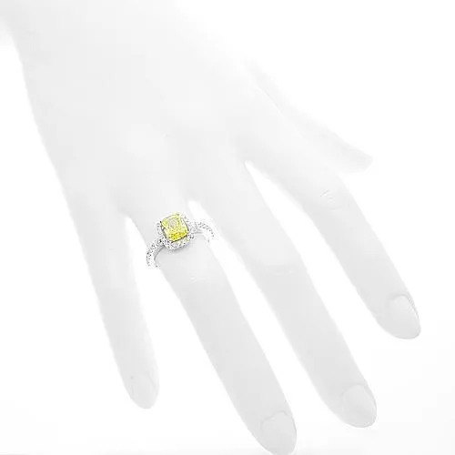 18K White Solid Gold Diamond Engagement Ring 2.14 Ctw