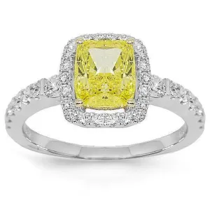 18K White Solid Gold Diamond Engagement Ring 2.14 Ctw