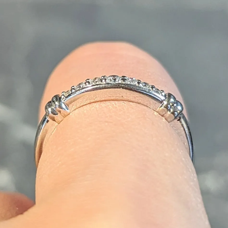 1990's Diamond 14 Karat White Gold Fluted Vintage Band Ring