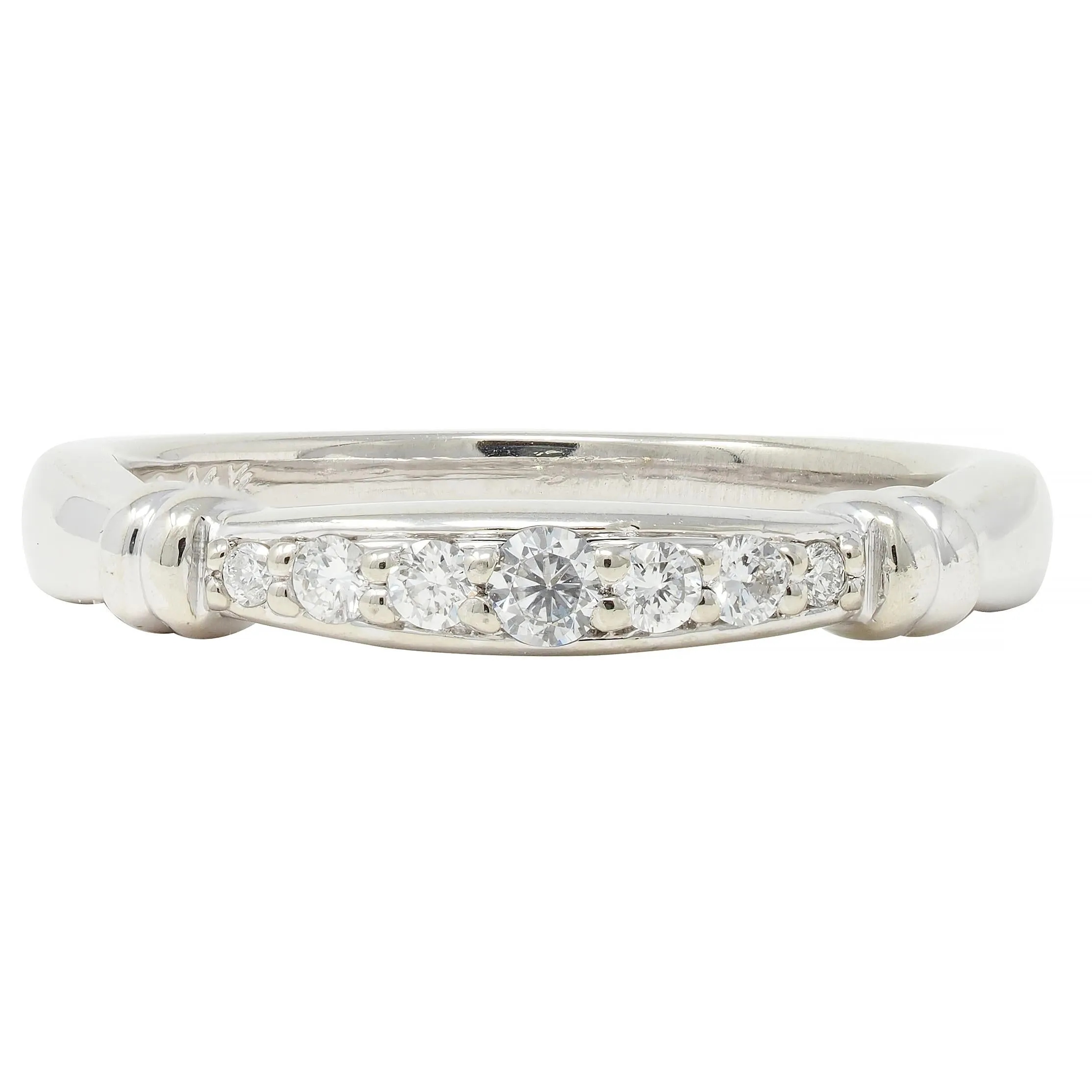 1990's Diamond 14 Karat White Gold Fluted Vintage Band Ring