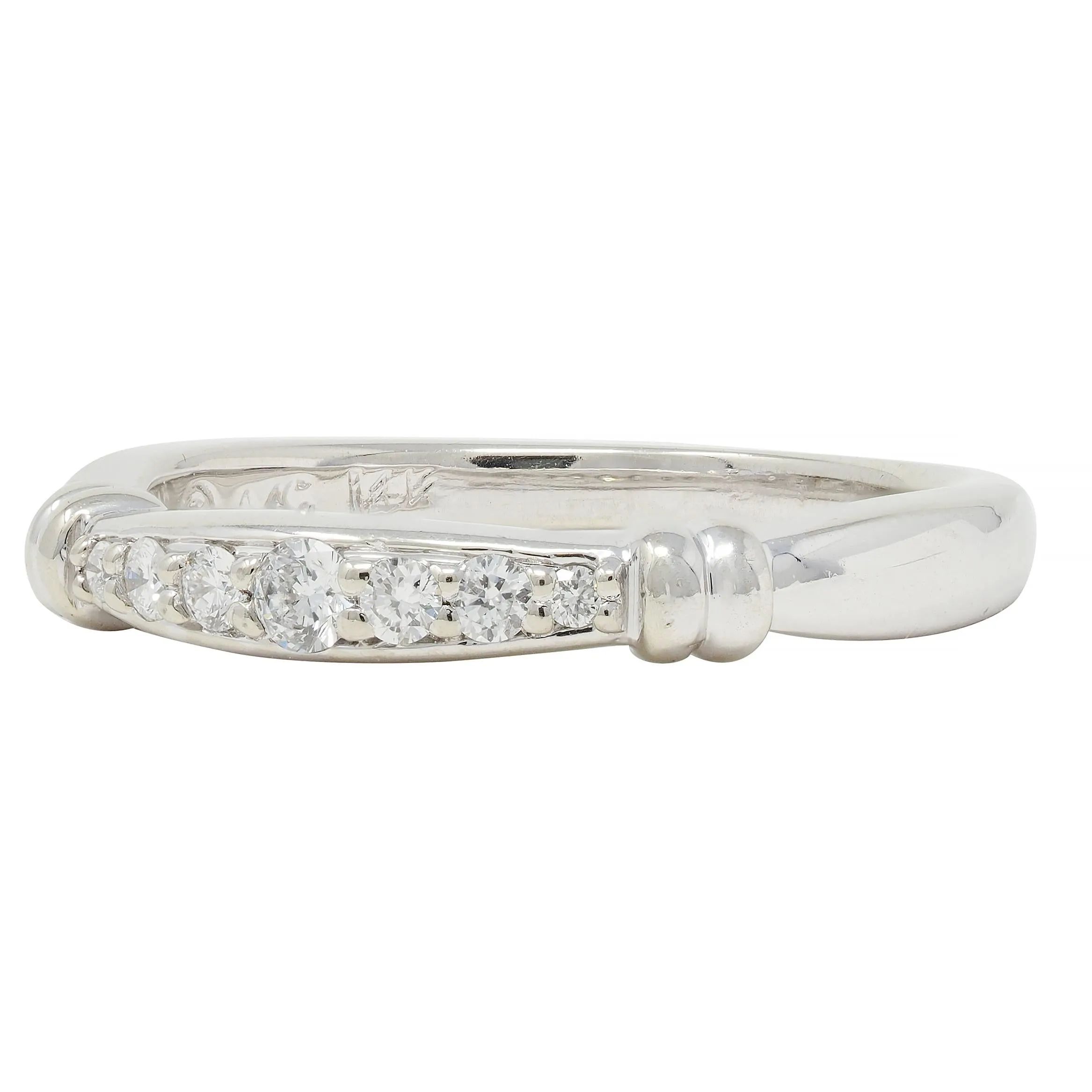 1990's Diamond 14 Karat White Gold Fluted Vintage Band Ring