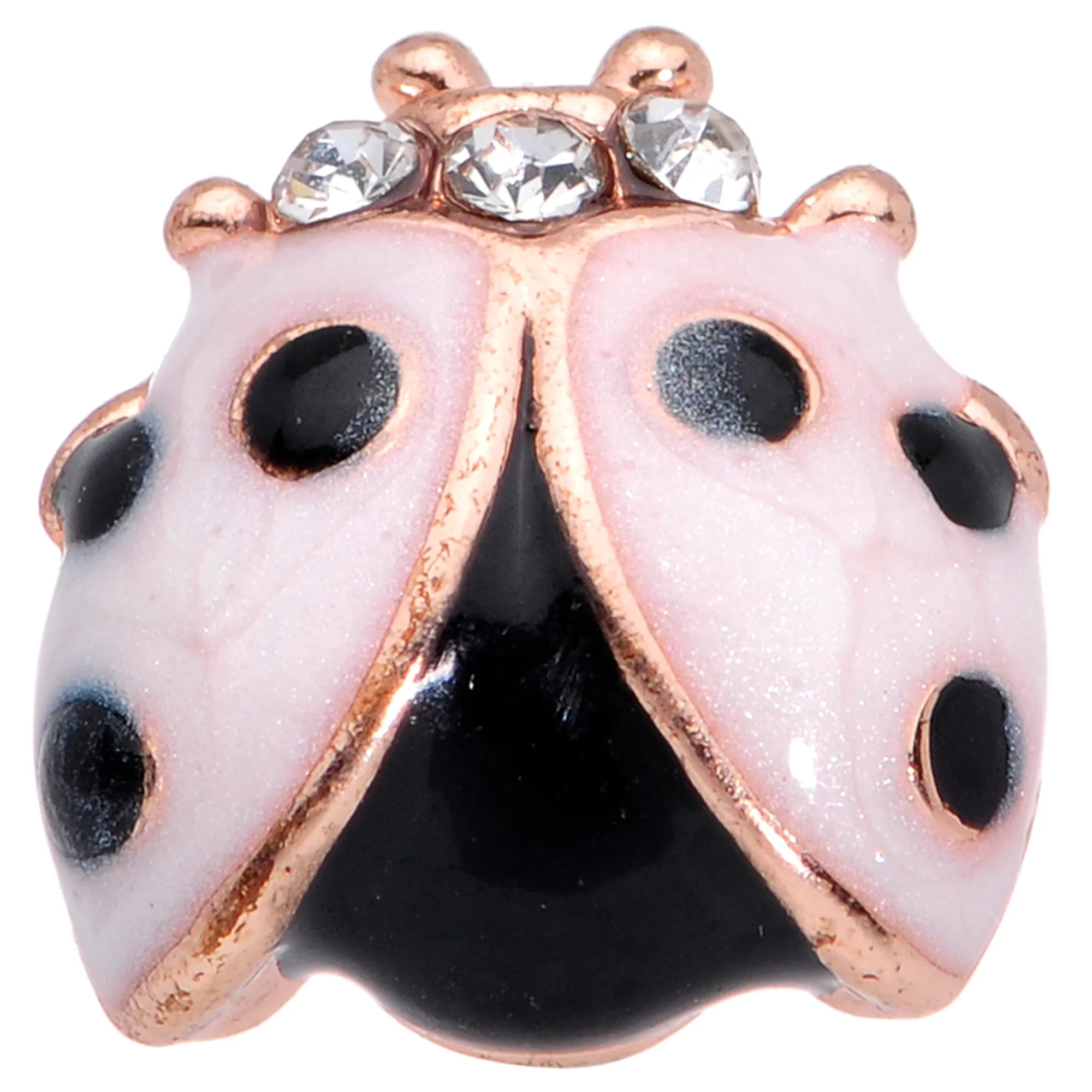 20 Gauge 1/4 Clear Gem Rose Gold Tone Lil Ladybug Nose Bone