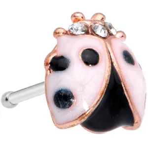 20 Gauge 1/4 Clear Gem Rose Gold Tone Lil Ladybug Nose Bone