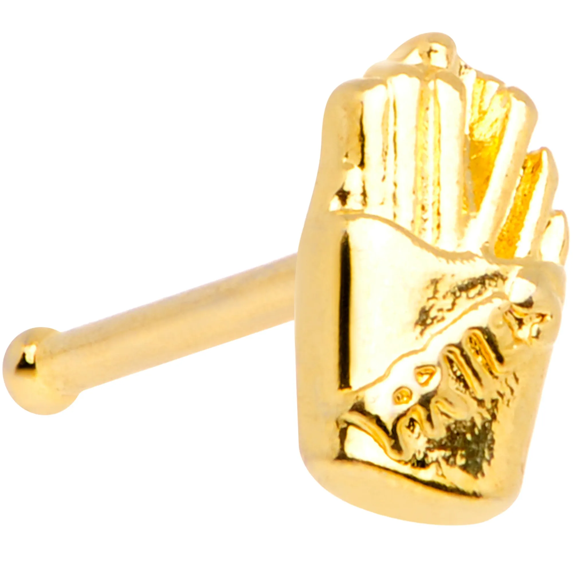 20 Gauge 1/4 Gold Tone Fast Food French Fries Nose Bone