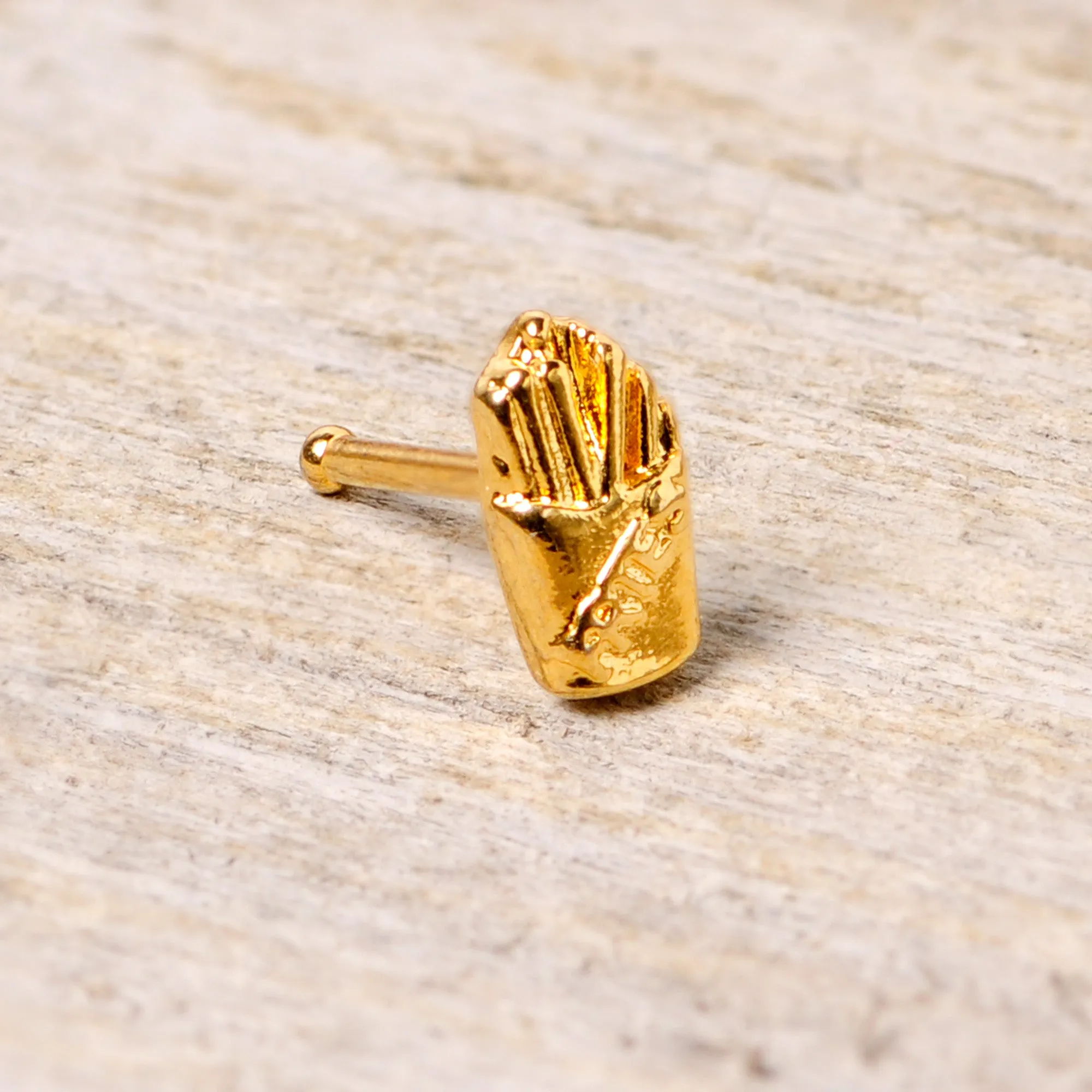 20 Gauge 1/4 Gold Tone Fast Food French Fries Nose Bone