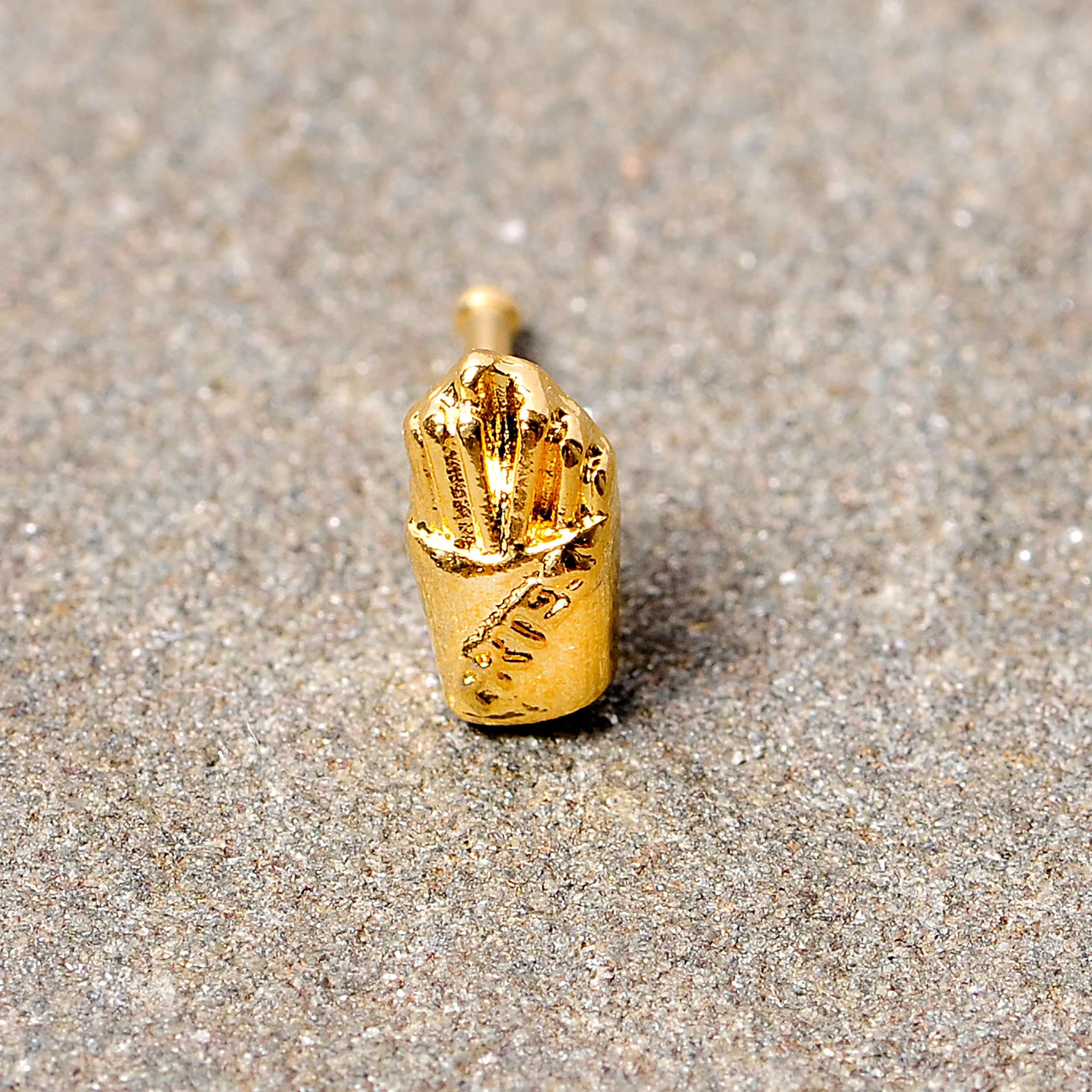 20 Gauge 1/4 Gold Tone Fast Food French Fries Nose Bone