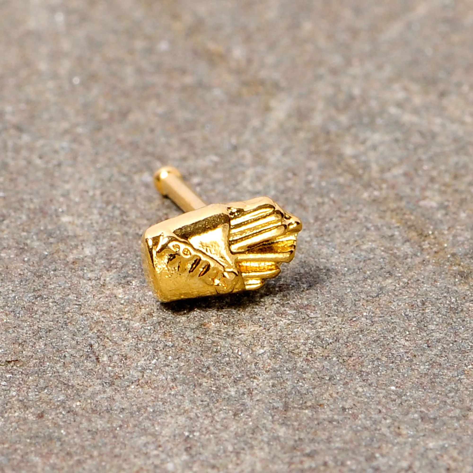 20 Gauge 1/4 Gold Tone Fast Food French Fries Nose Bone