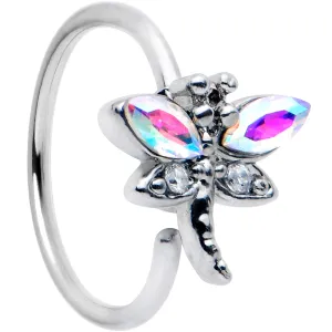 20 Gauge 5/16 Aurora CZ Gem Understated Dragonfly Nose Hoop