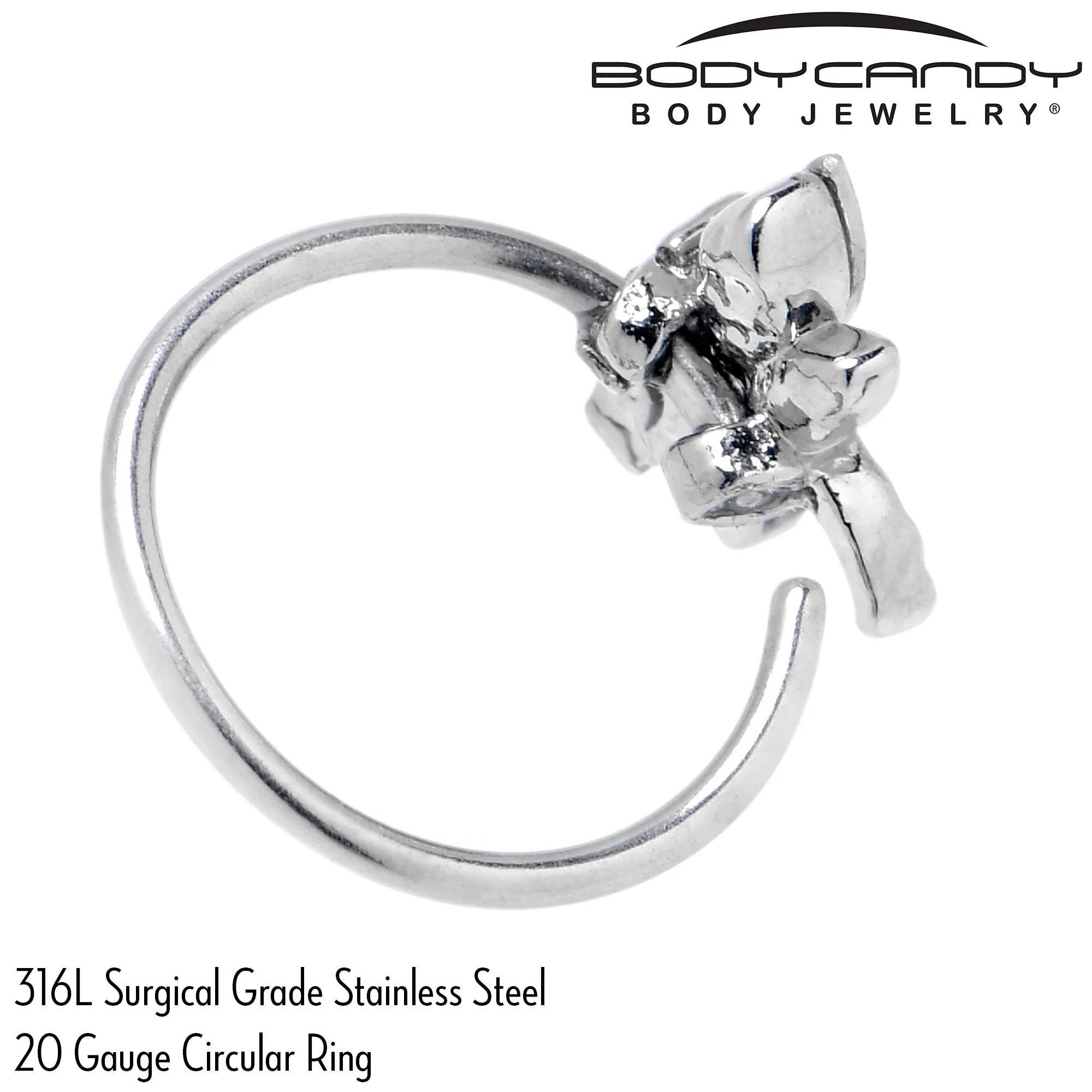 20 Gauge 5/16 Aurora CZ Gem Understated Dragonfly Nose Hoop