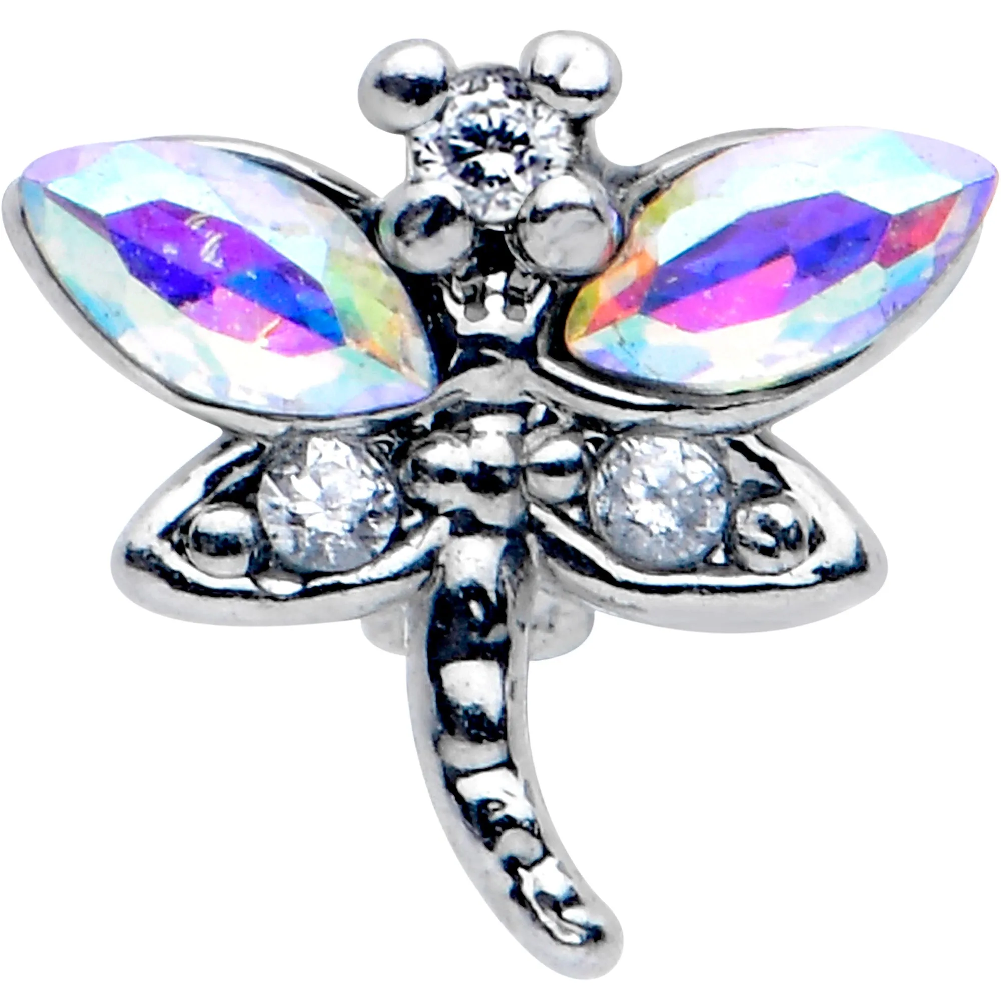 20 Gauge 5/16 Aurora CZ Gem Understated Dragonfly Nose Hoop