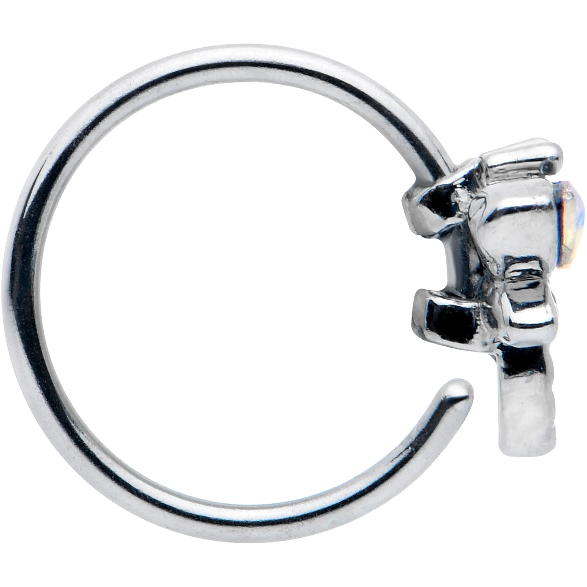 20 Gauge 5/16 Aurora CZ Gem Understated Dragonfly Nose Hoop