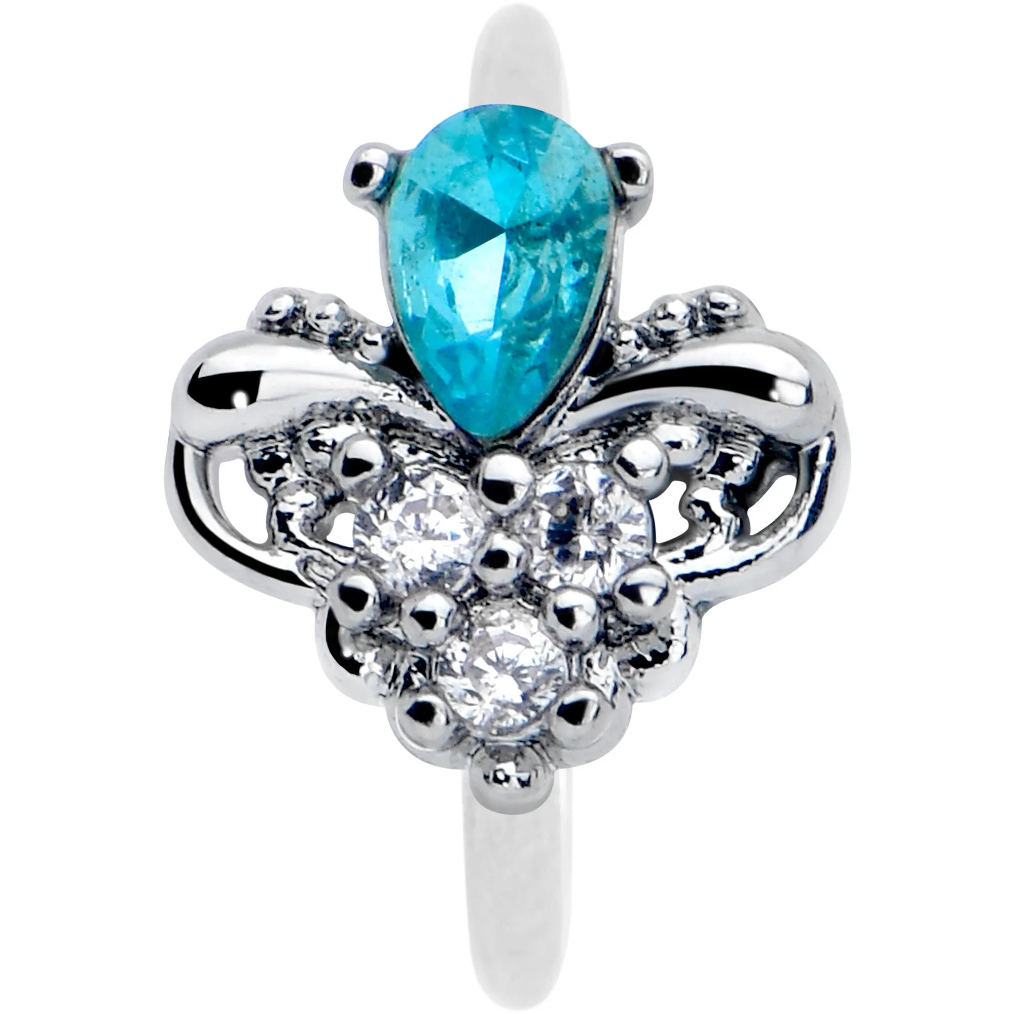 20 Gauge 5/16 Blue Gem Style Simplicity Nose Hoop