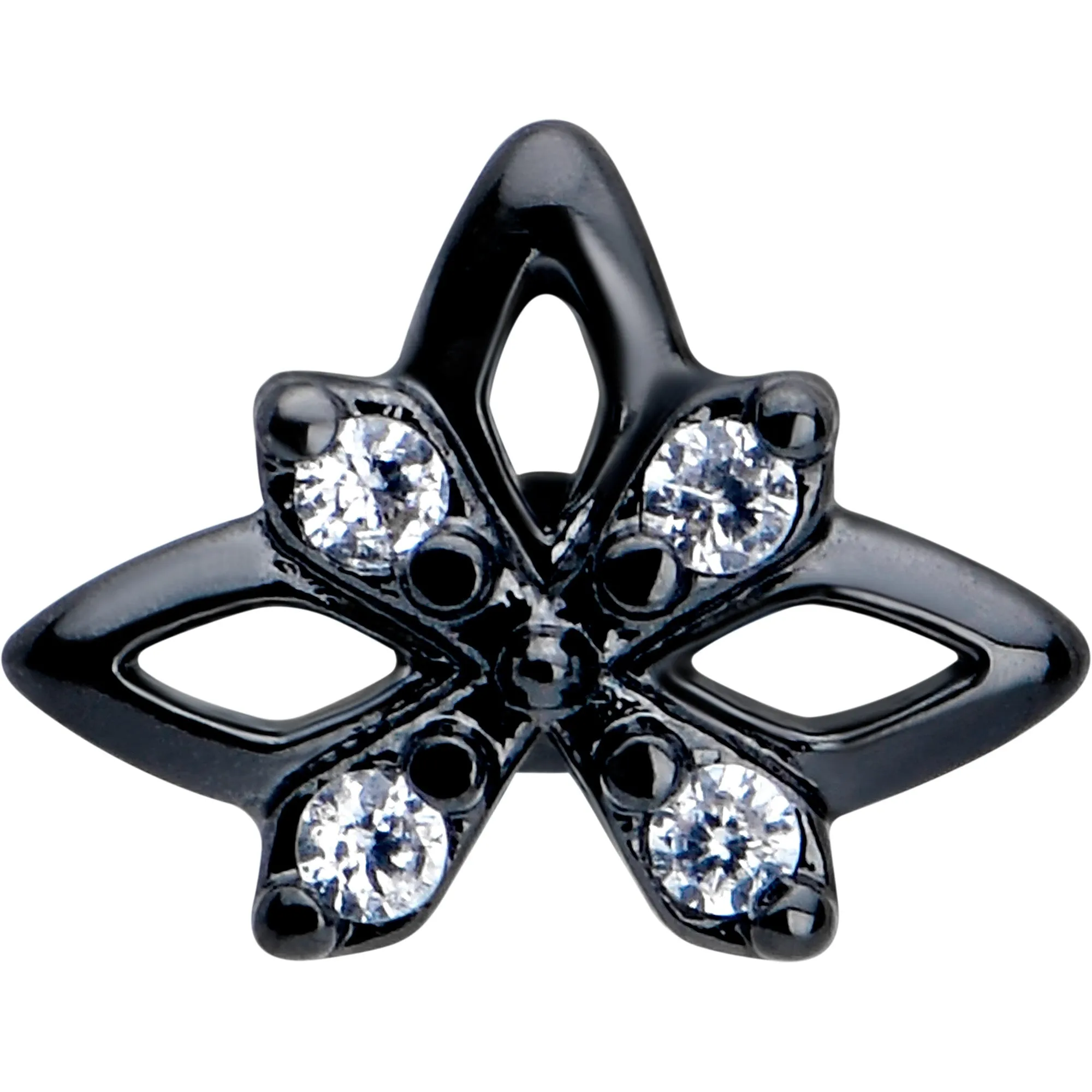 20 Gauge 7mm Clear CZ Gem Black Gothic Star L Shape Nose Ring