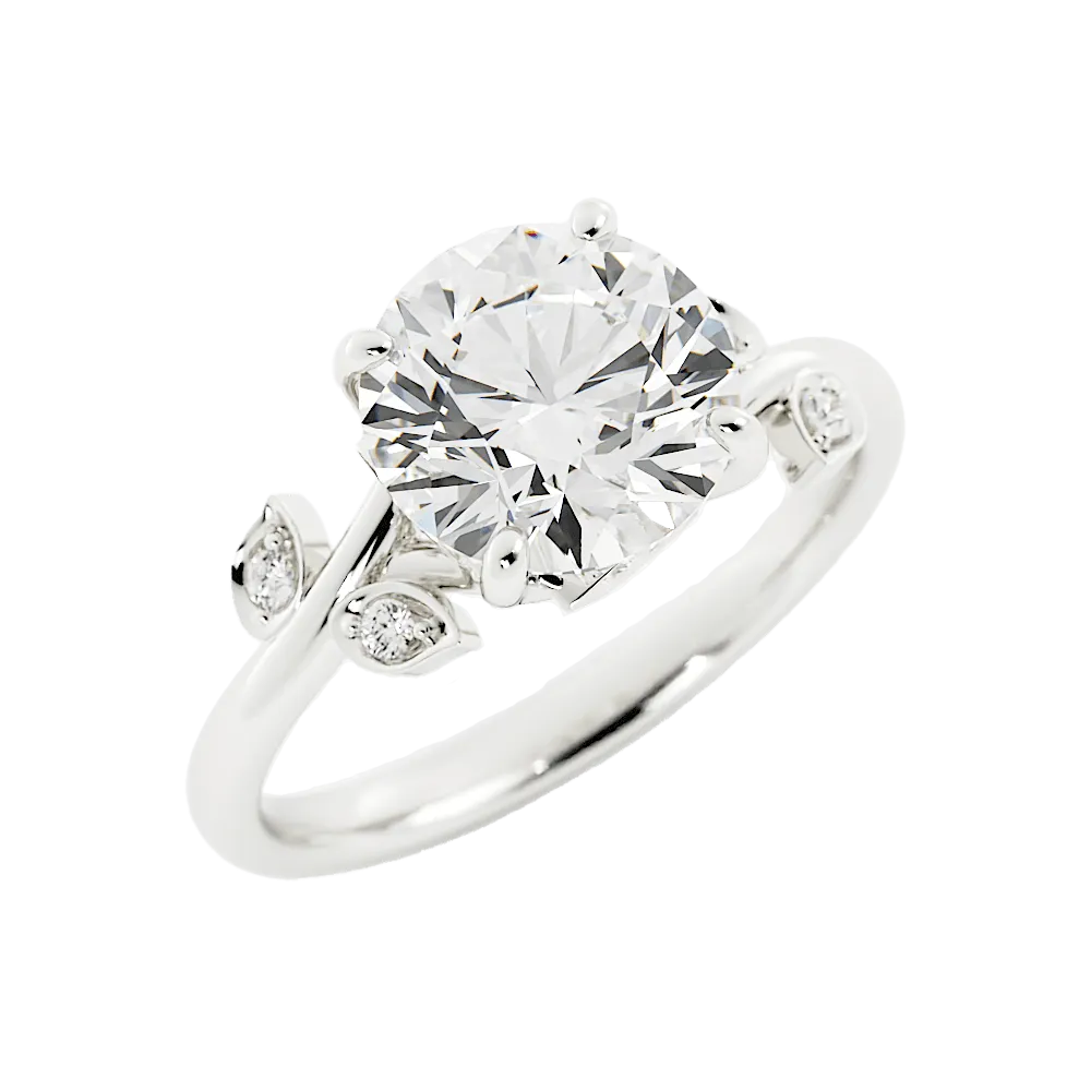 2.6 Carat Round Cut Diamond Engagement Ring 14k White Gold