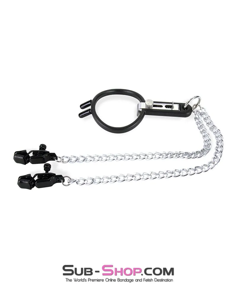 2702M      Open Wide and Take It Mouth Spreader Gag with Nipple Clamps