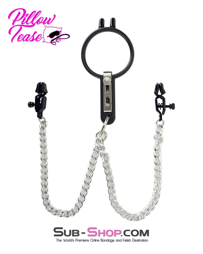 2702M      Open Wide and Take It Mouth Spreader Gag with Nipple Clamps