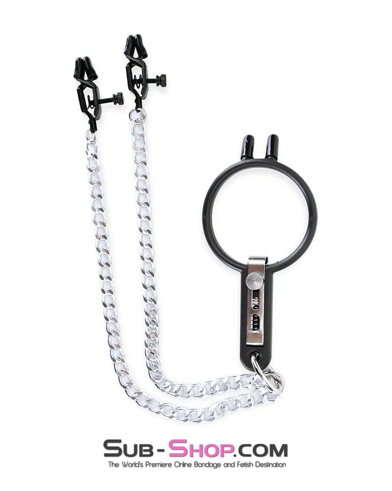 2702M      Open Wide and Take It Mouth Spreader Gag with Nipple Clamps
