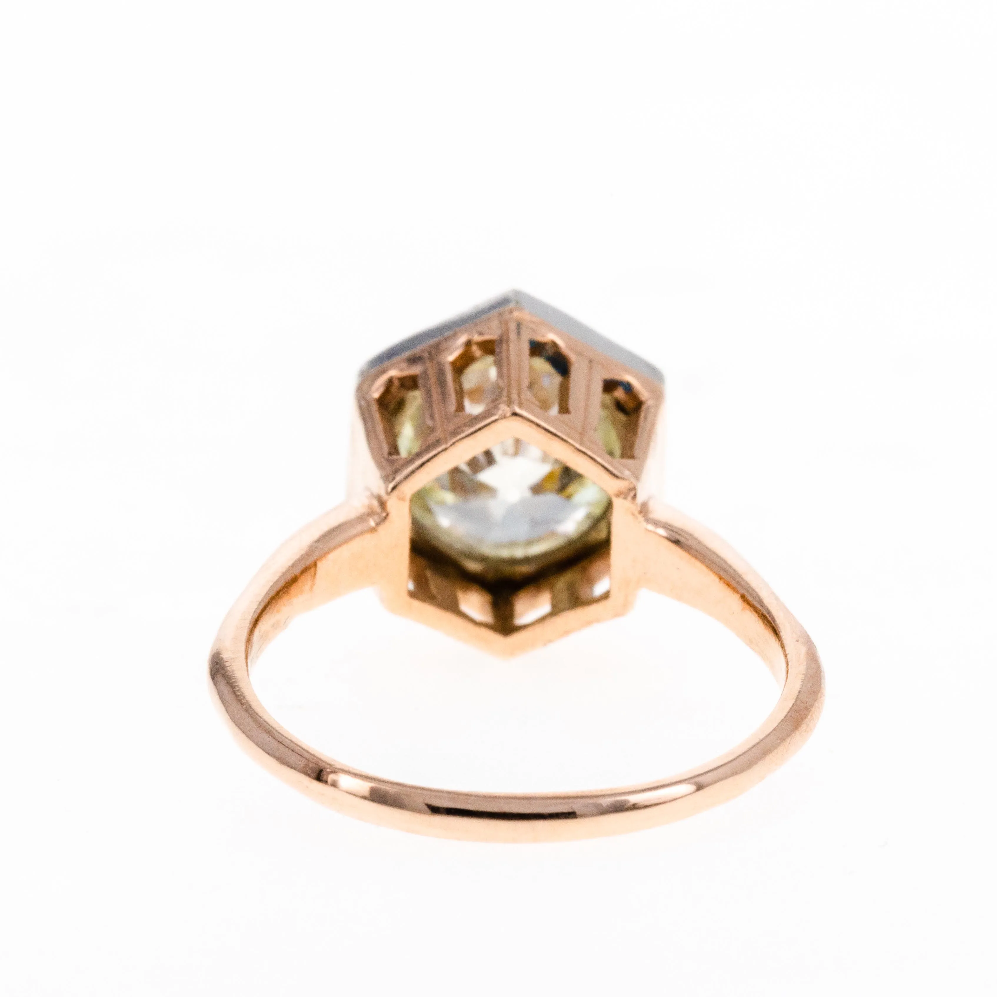 2.85 Carat Old European Diamond Hexagon Solitaire Engagement Ring in 14K Rose Gold GIA Certified