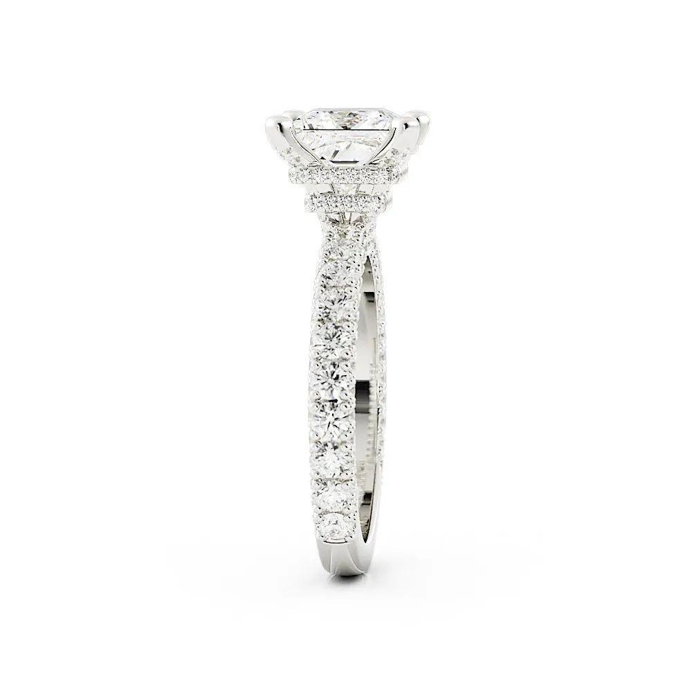 3.4 Carat Princess Cut Diamond Engagement Ring 14k White Gold