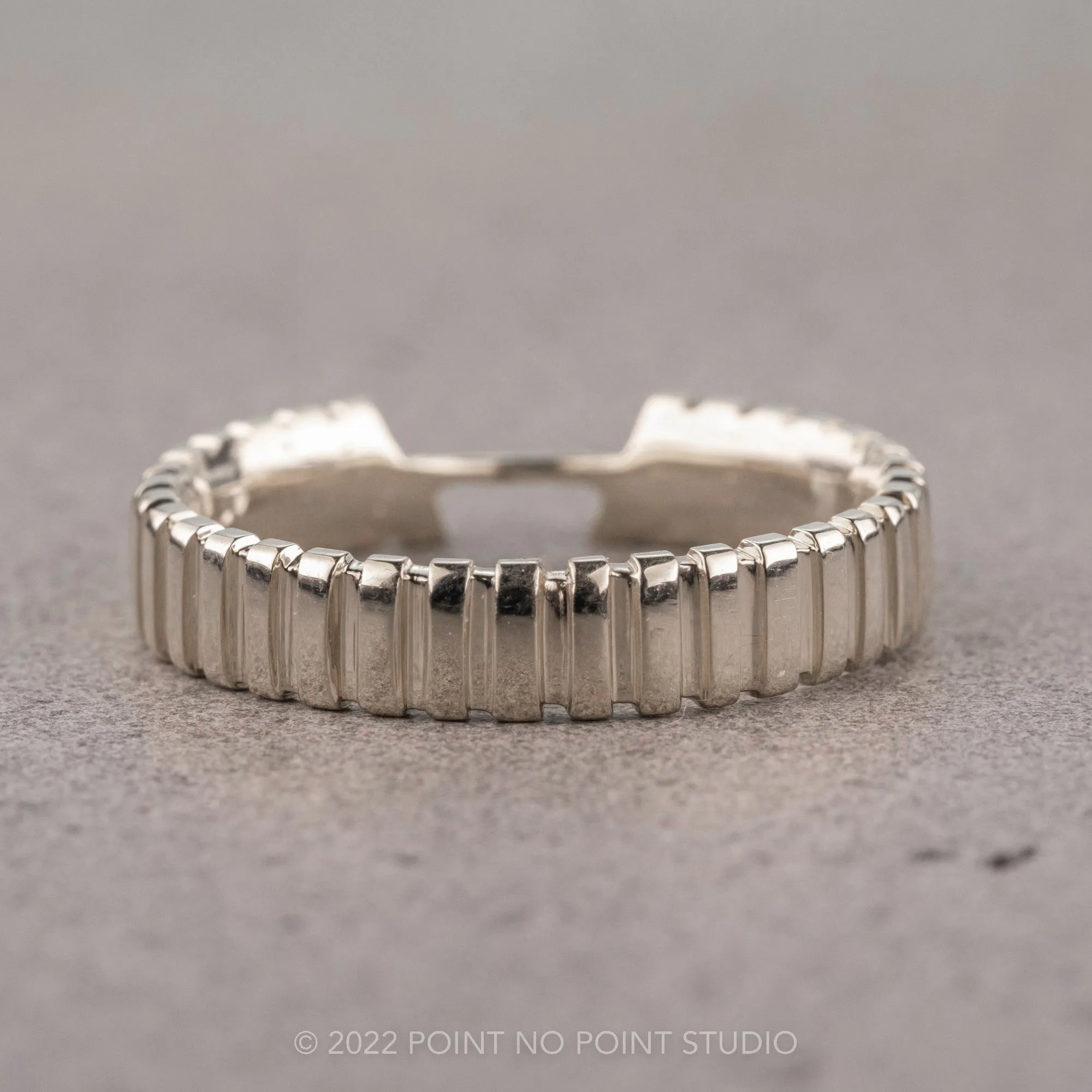 4mm Notched Harper Cuff Wedding Ring, Platinum
