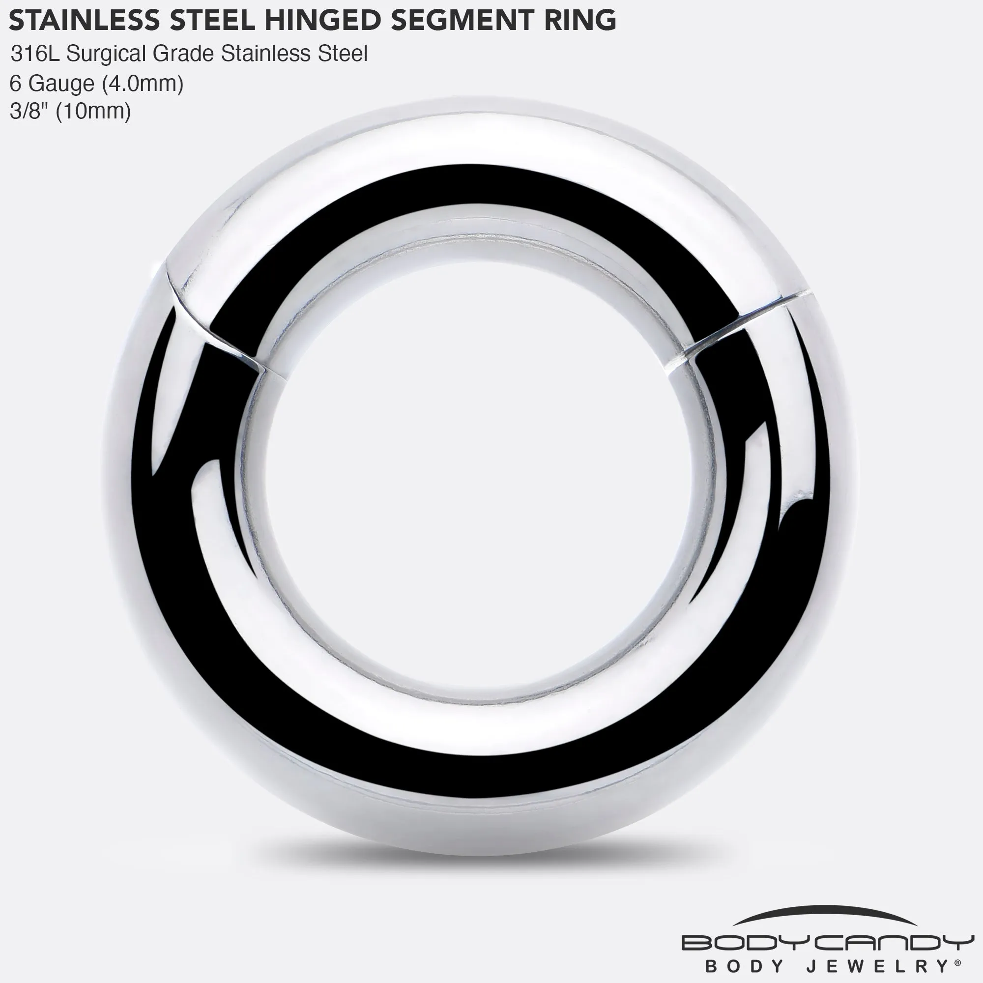 6 Gauge 3/8 316L Surgical Steel Precision Hinged Segment Hoop
