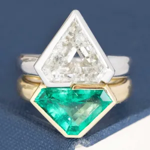 6.51ctw Diamond & Colombian Emerald Toi et Moi Puzzle Ring