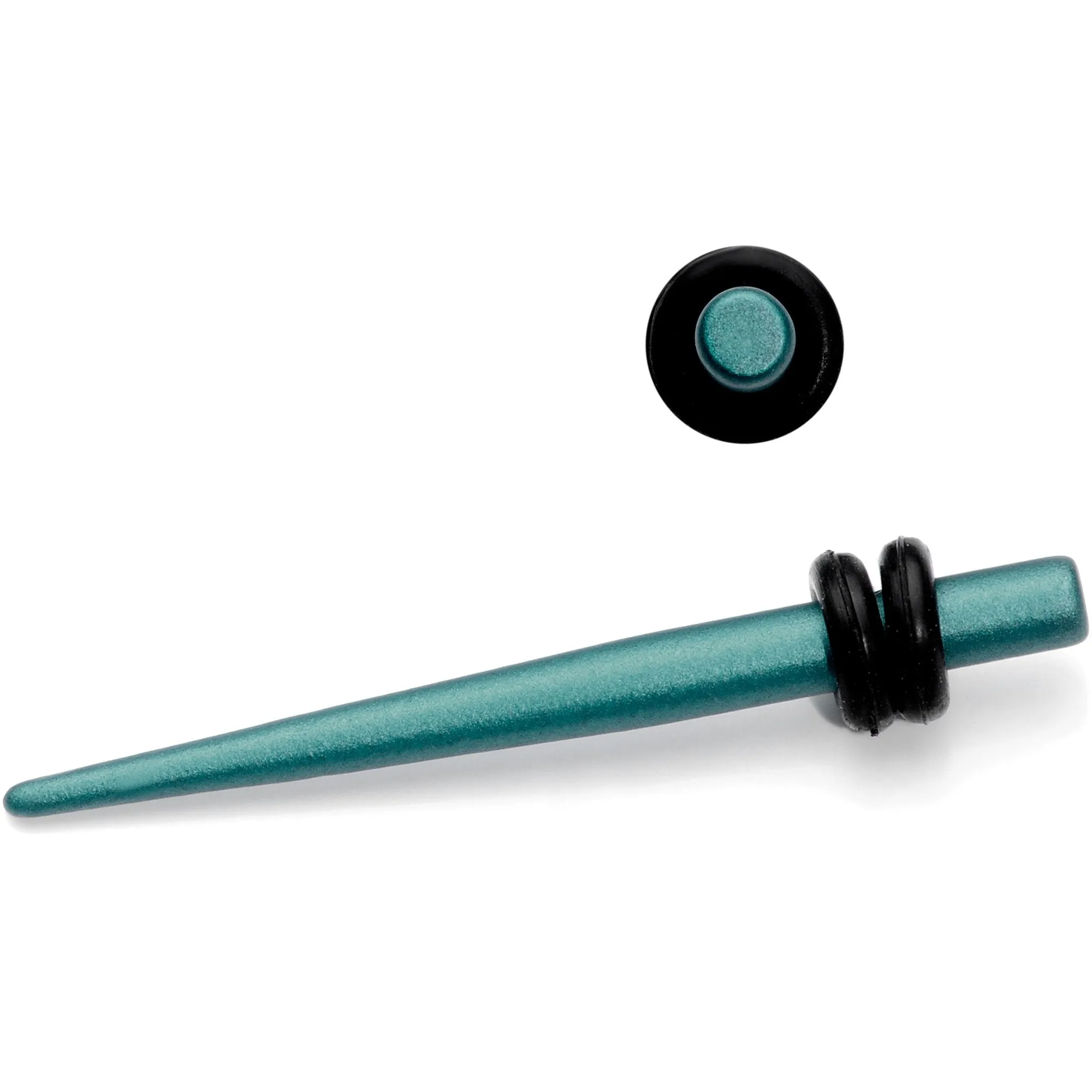8 Gauge Teal Matte Silicone over Stainless Steel Straight Taper Set