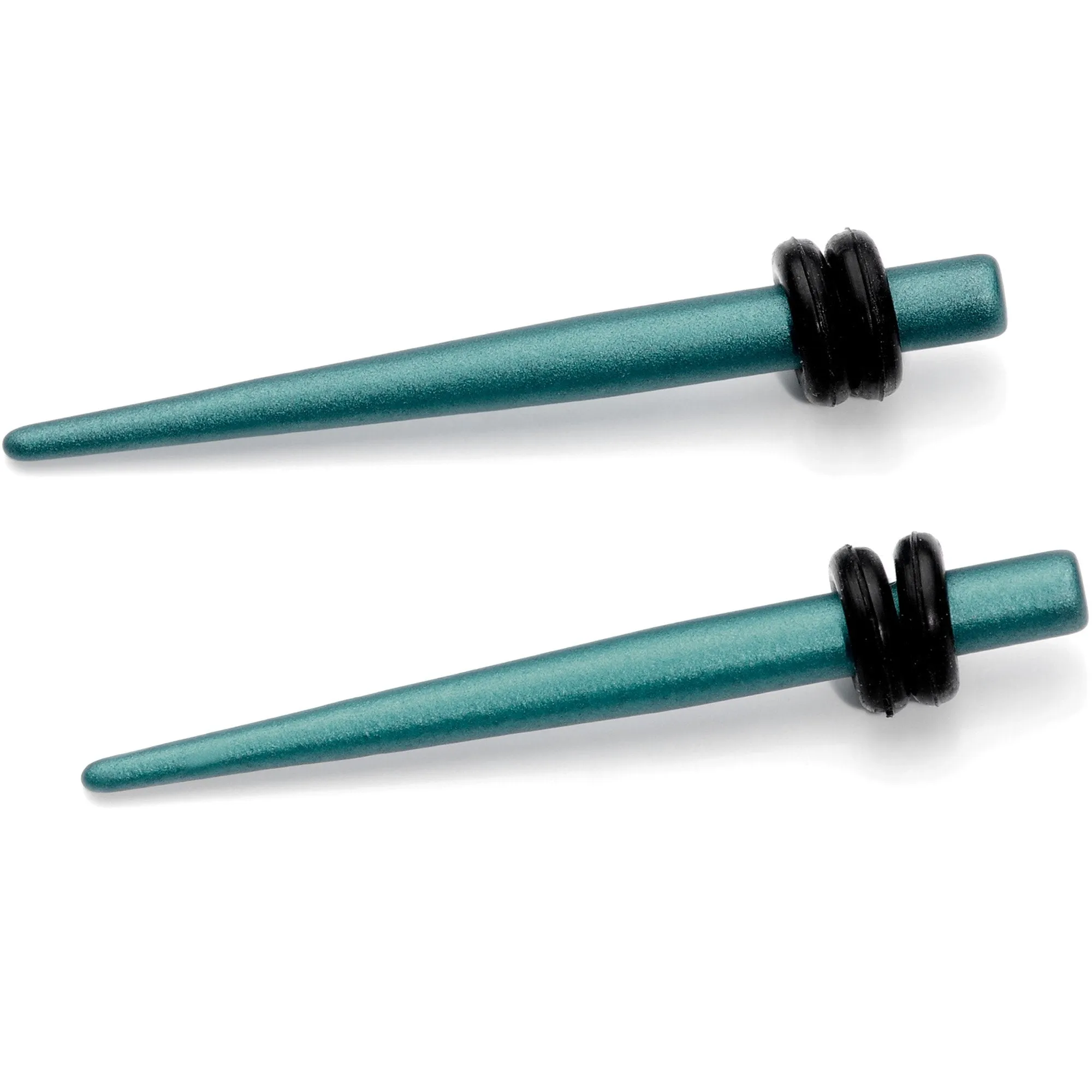 8 Gauge Teal Matte Silicone over Stainless Steel Straight Taper Set