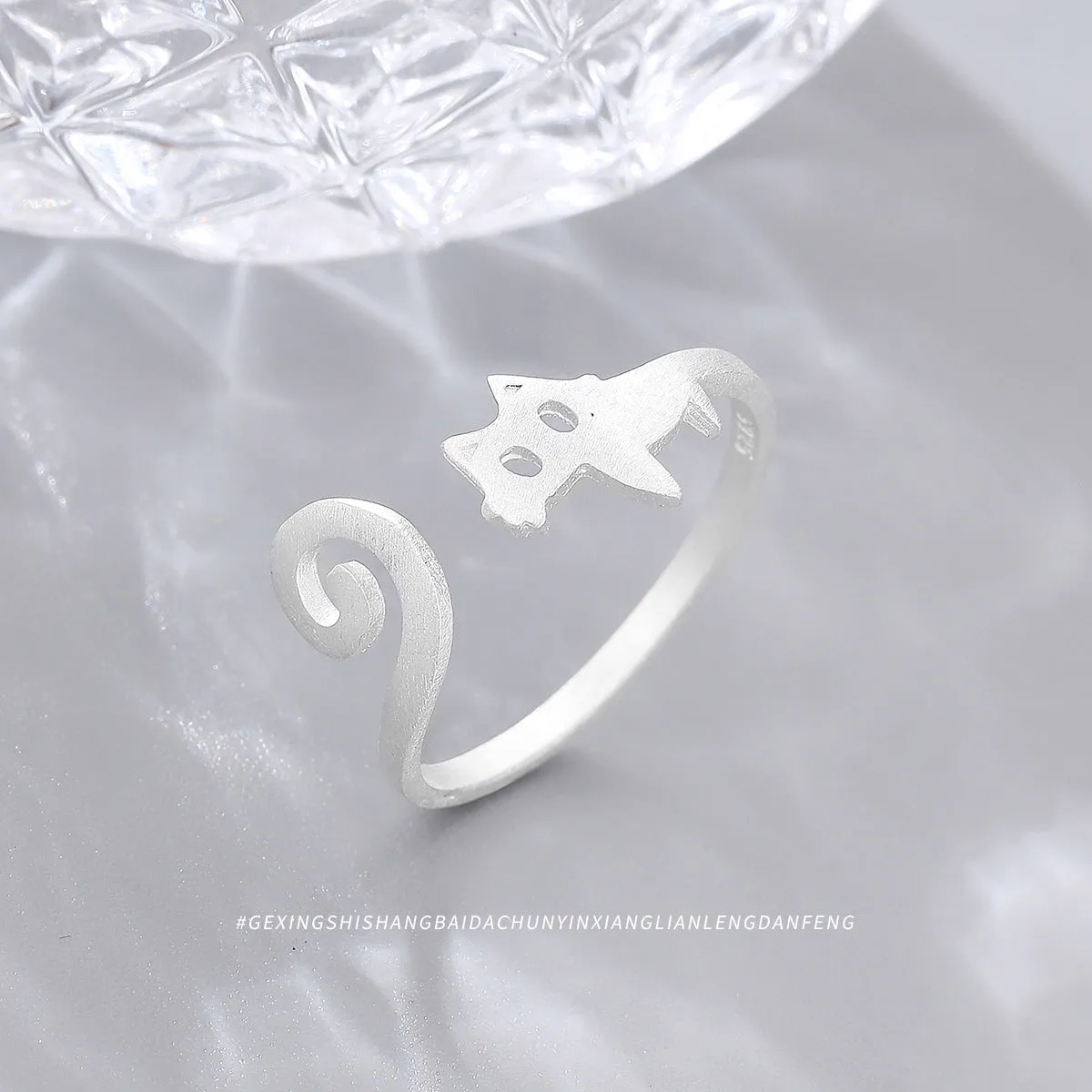 925 Silver Simple Kitten Open Ring