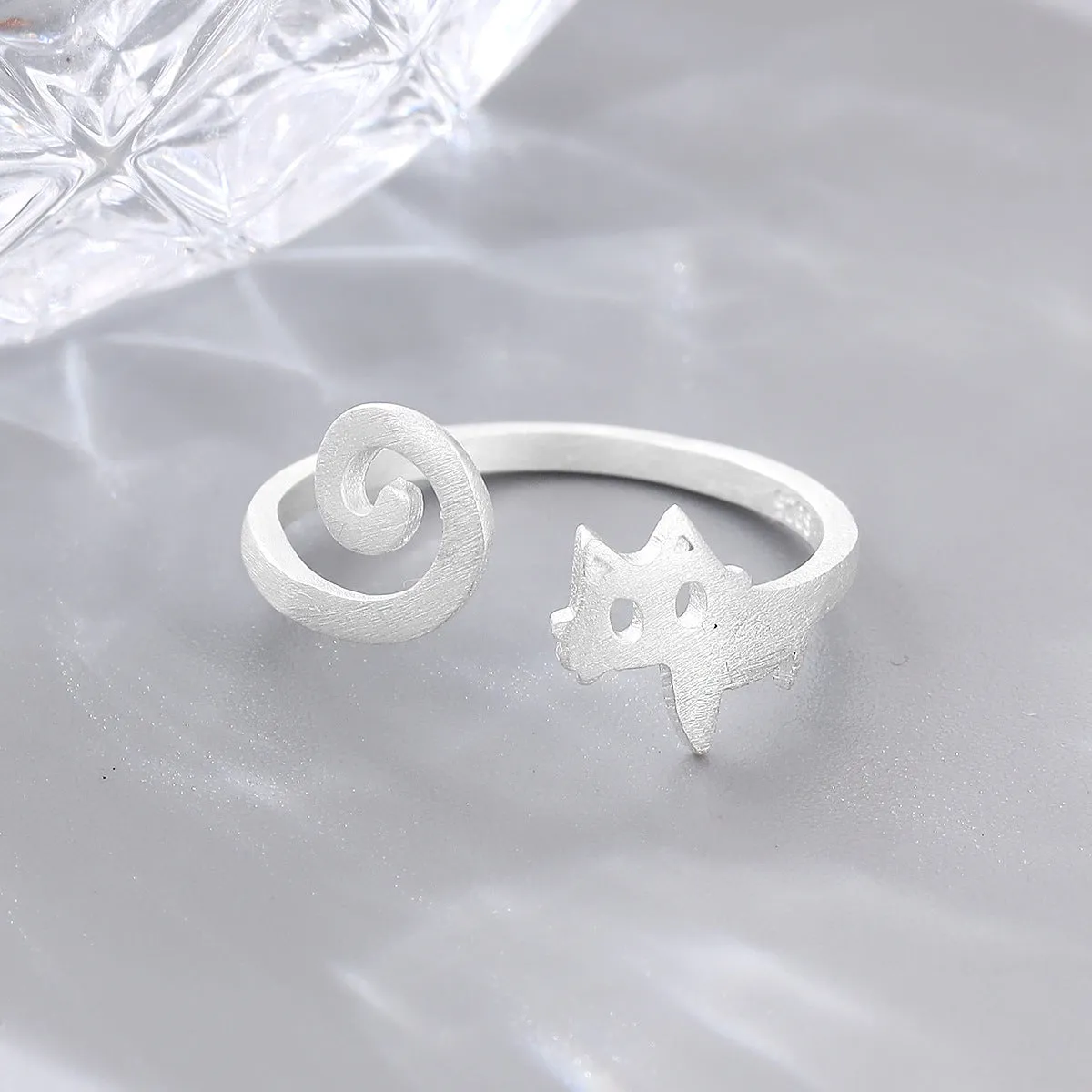 925 Silver Simple Kitten Open Ring