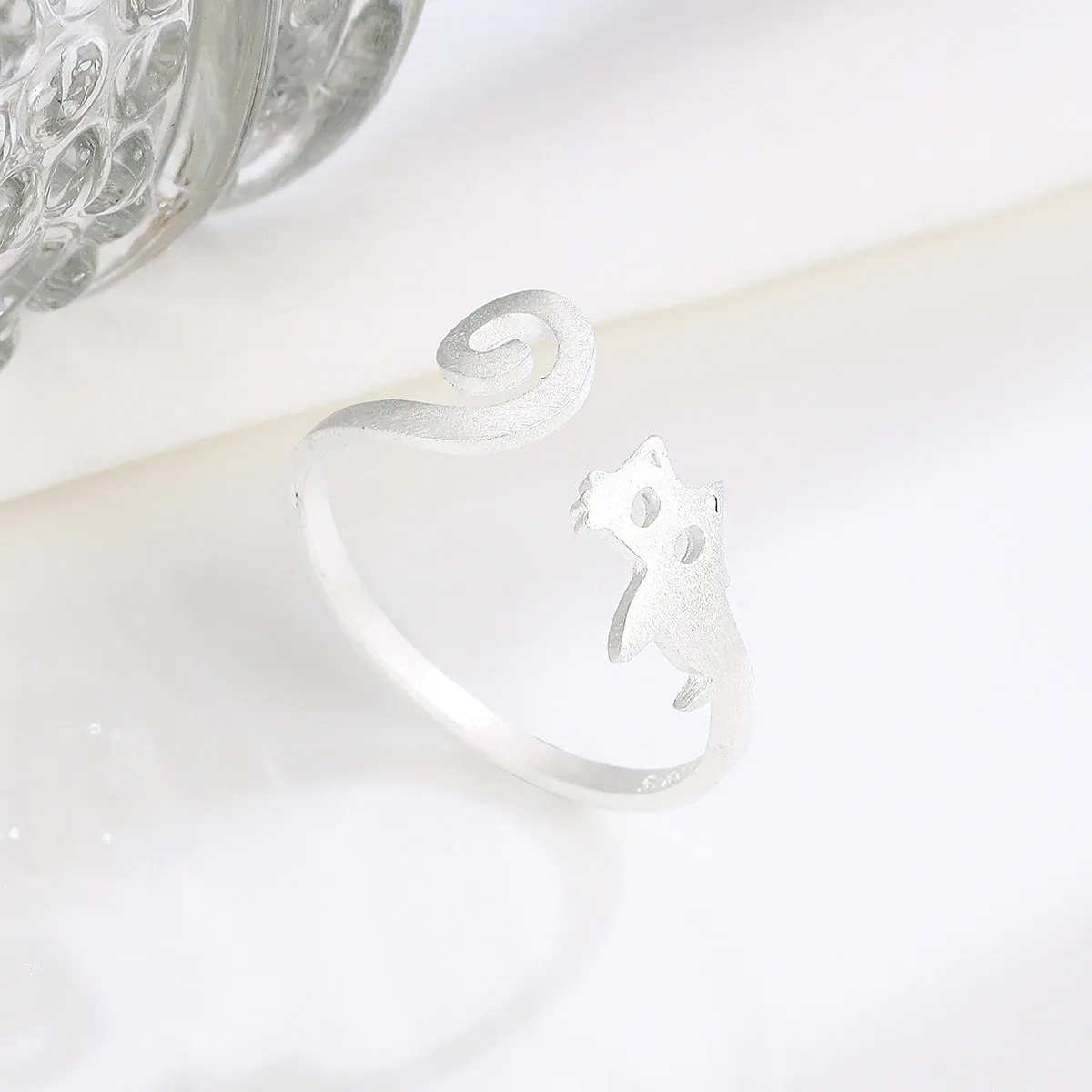 925 Silver Simple Kitten Open Ring