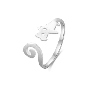 925 Silver Simple Kitten Open Ring