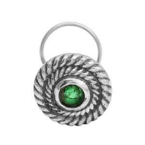 925 Solid Silver Plated Green Stone Oxidized Nose Pin For Women Indian Traditional Nose Pin