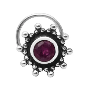925 Sterling Silver Garnet Studs Nose Ring Vintage Nose Pin For Women