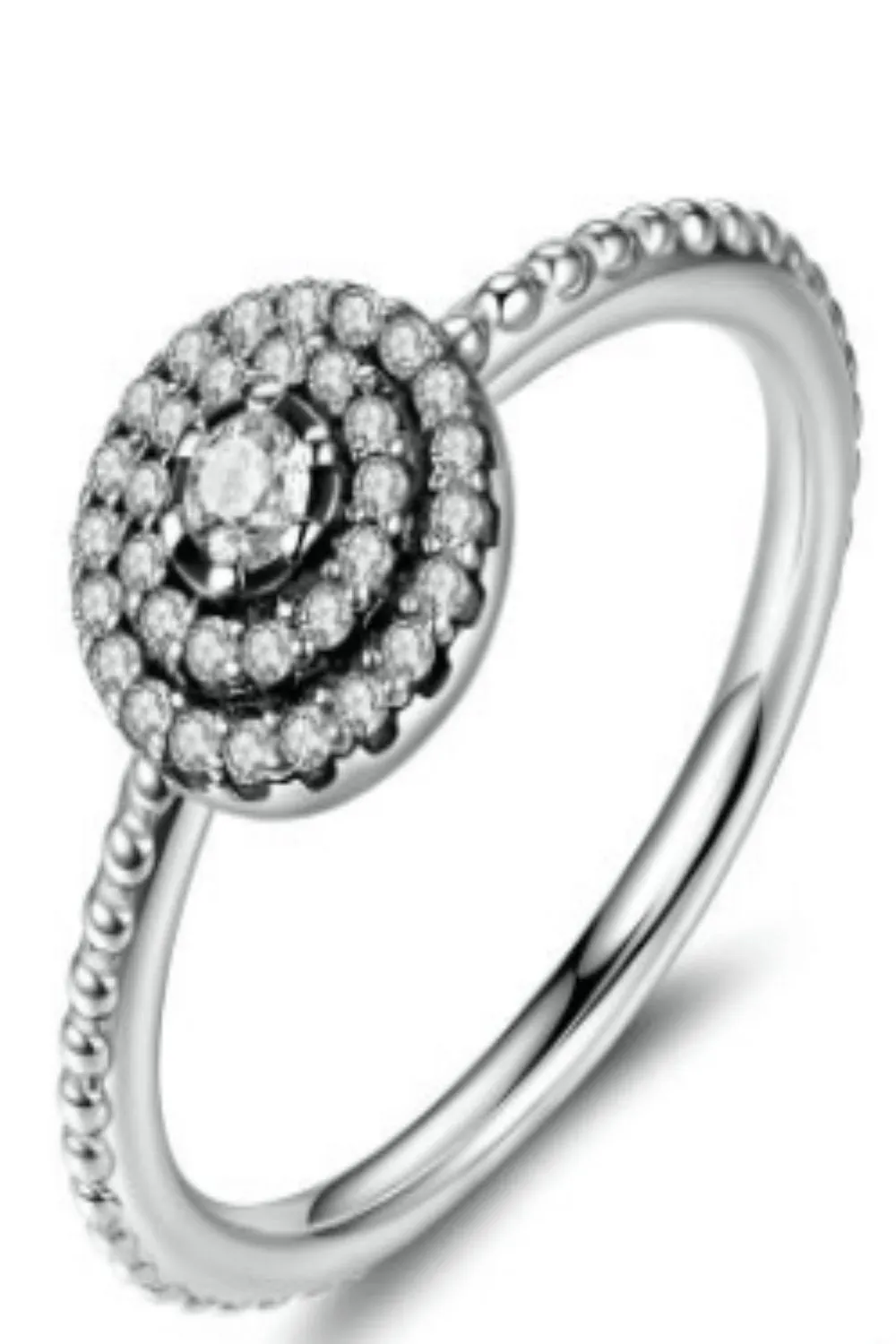 925 Sterling Silver Round Diamond Cluster Ring